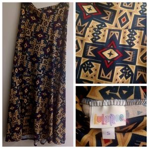 LuLaRoe maxi skirt or strapless dress, geometric pattern, S